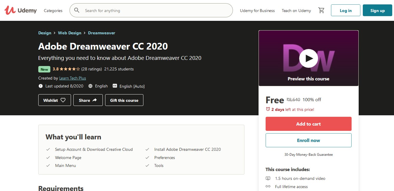 Adobe Dreamweaver CC 2020 Online Course