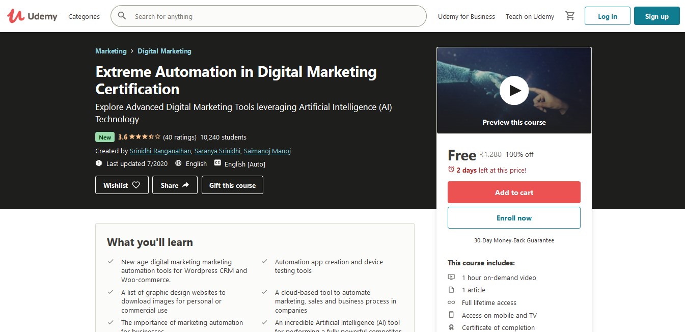 Extreme Automation in Digital Marketing Certification